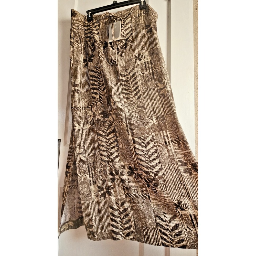 NWT J.JILL midi skirt zip button drawstring side high‎ slits woman Sz TALL 20T